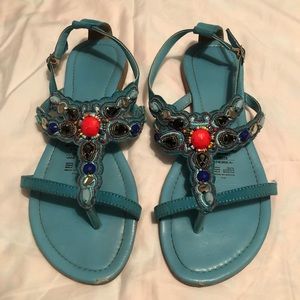 Turquoise Beaded Boho Sandals